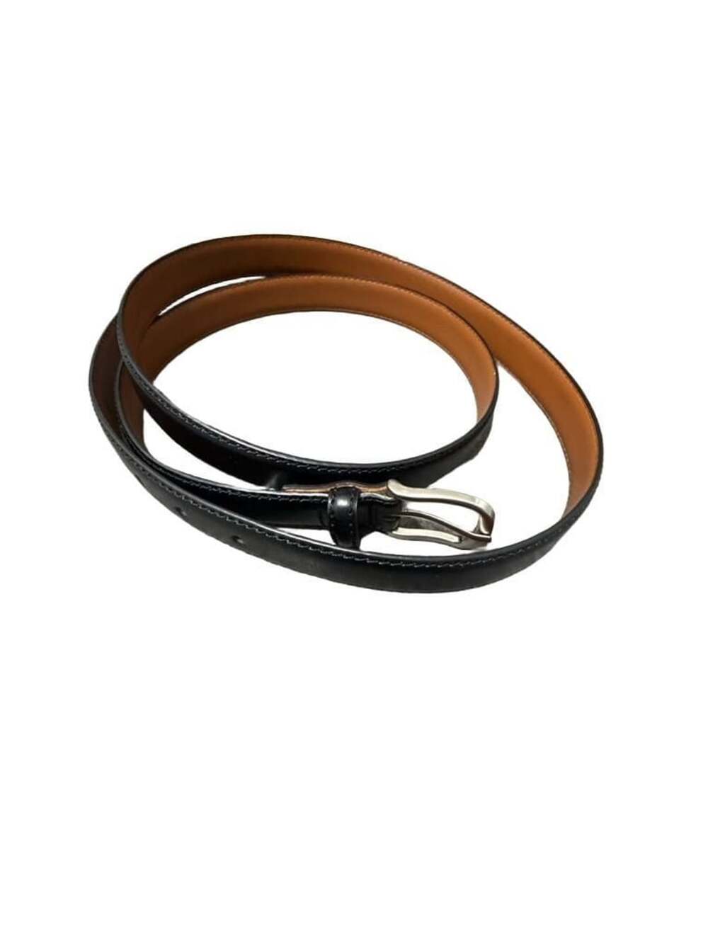 Lands' End Men's Black Leather Belt Size 52